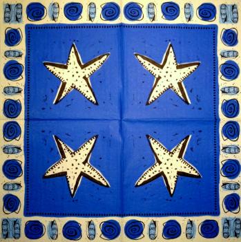 094 Muscheln - 3-lagig (blau) - Home Fashion